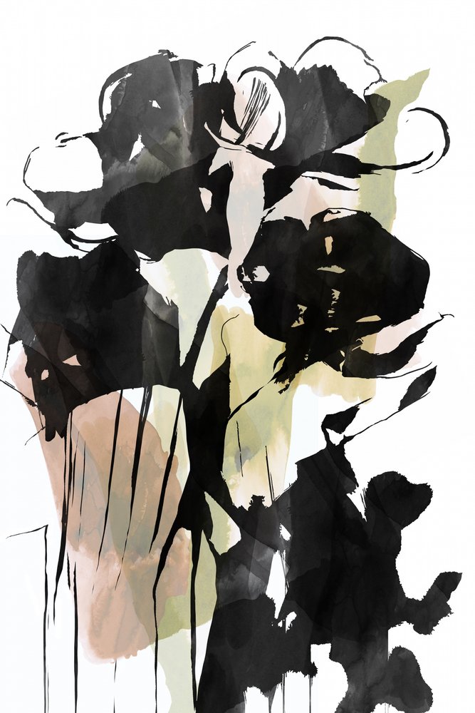 Abstracto floral en tinta negra de cartissi
