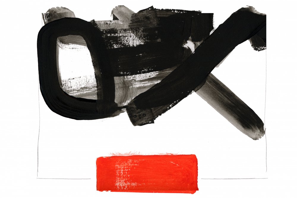 Negro, rojo y abstracto en negrita de cartissi