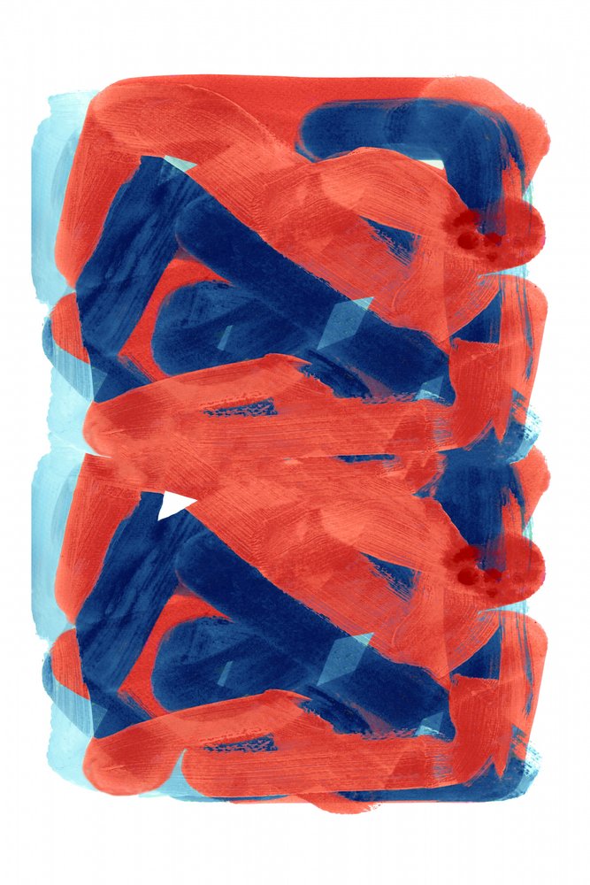Trazos gruesos en rojo y azul de cartissi