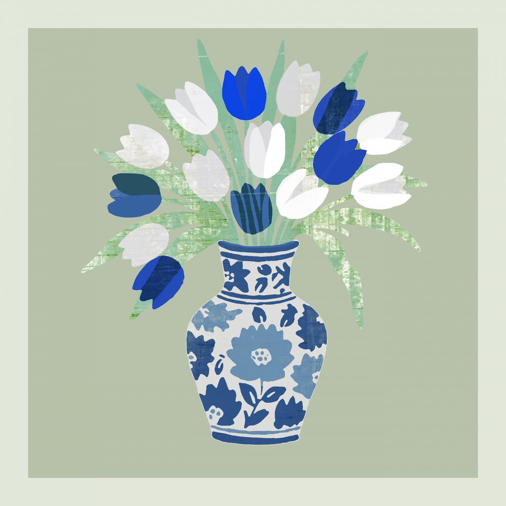 Chinoiserie: Ramo de tulipanes de cartissi