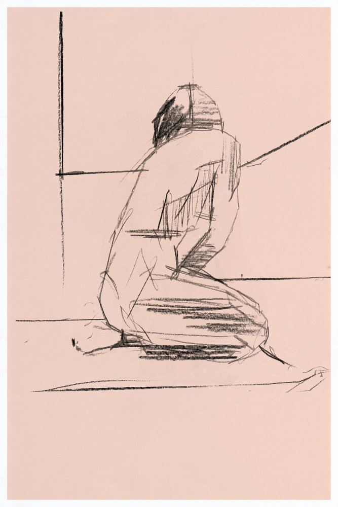Figura de rodillas en actitud contemplativa de cartissi
