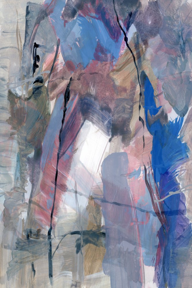 Azul y rosa expresivos, estilo abstracto de cartissi