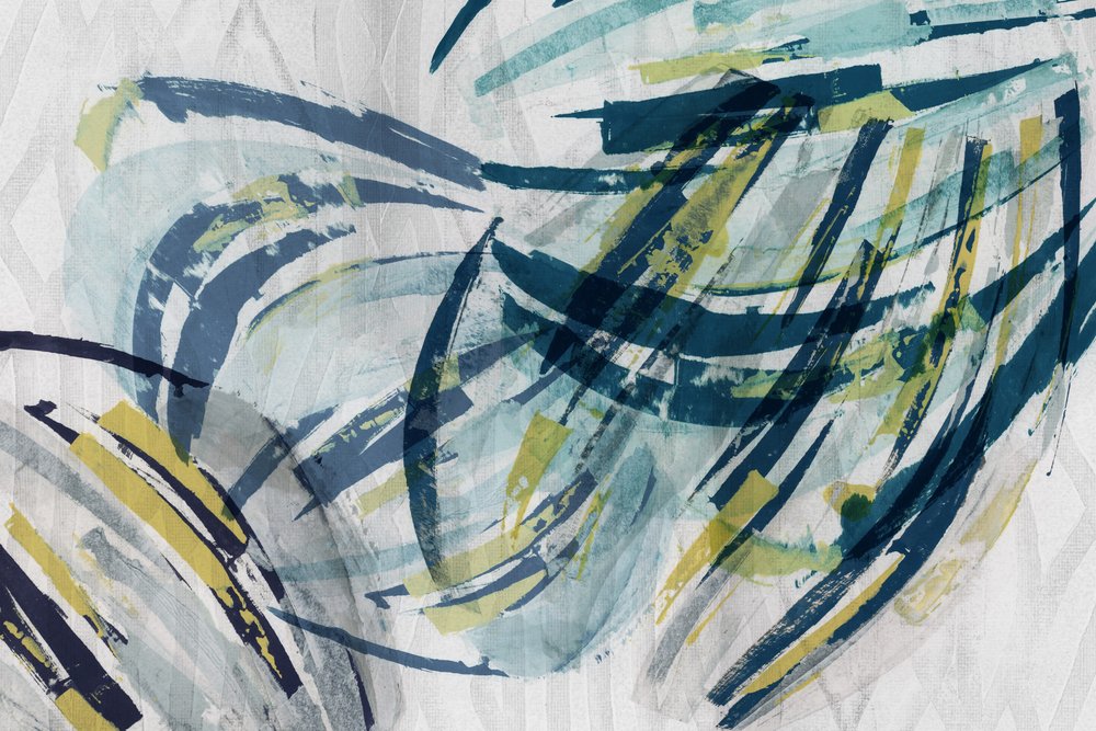 Abstracción fluida en verde azulado y amarillo de cartissi