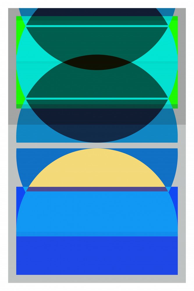 Capas geométricas en azul y amarillo de cartissi