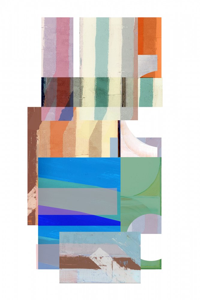 Collage geométrico en tonos apagados de cartissi