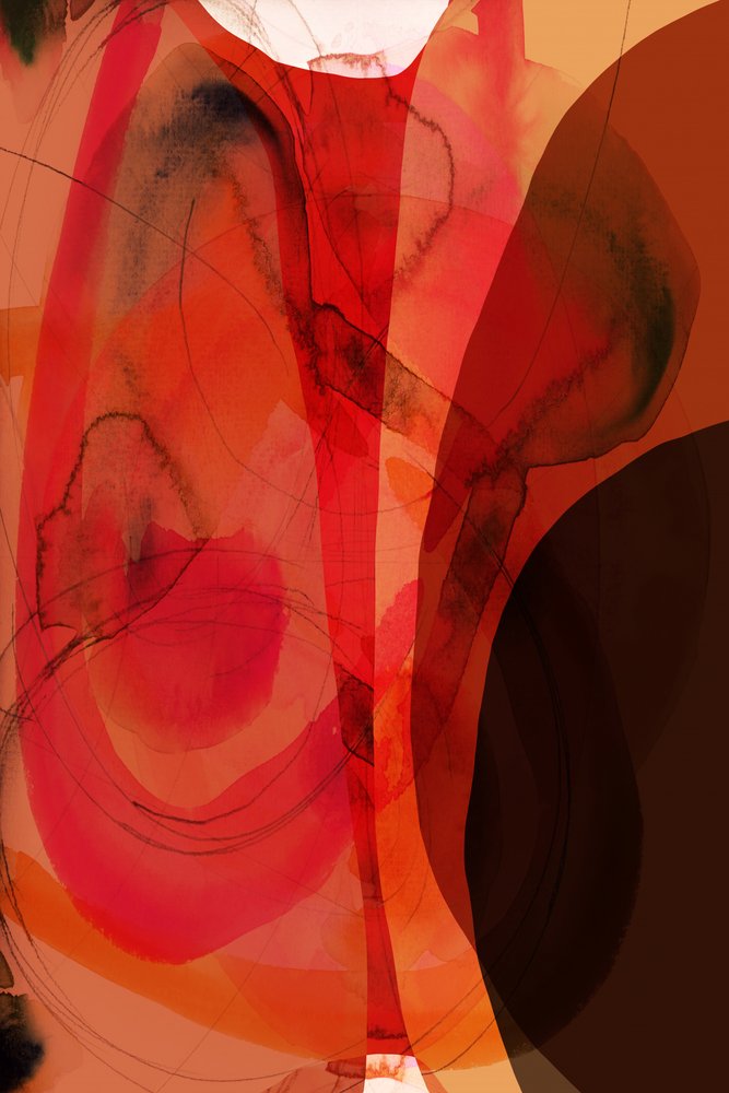 Flujo abstracto en tonos naranja y rojo de cartissi