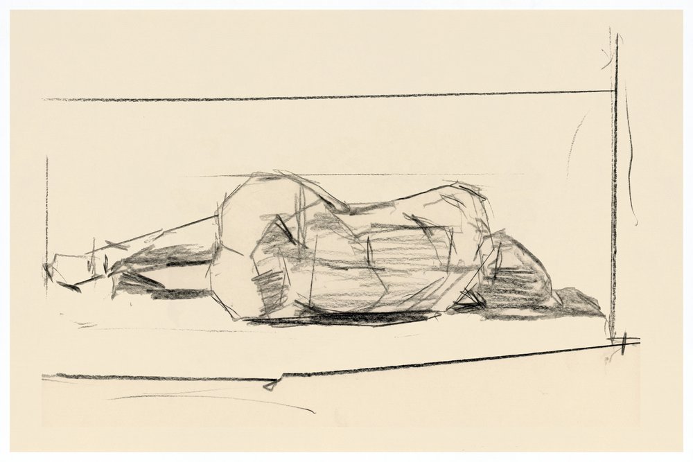 Boceto de un desnudo recostado de cartissi