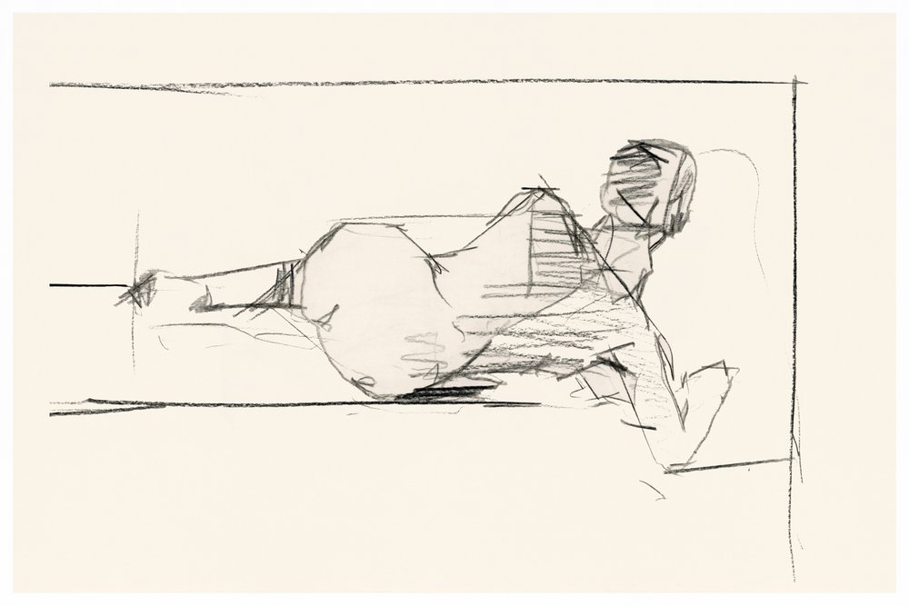 Boceto de un desnudo recostado de cartissi