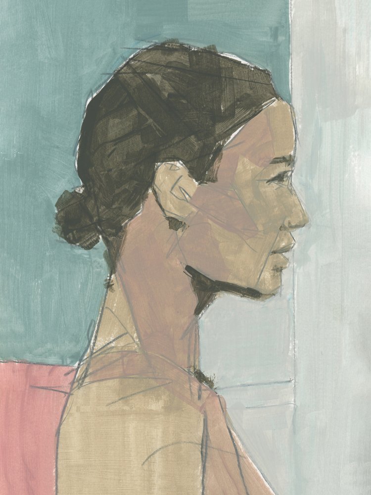 Perfil femenino sereno de cartissi
