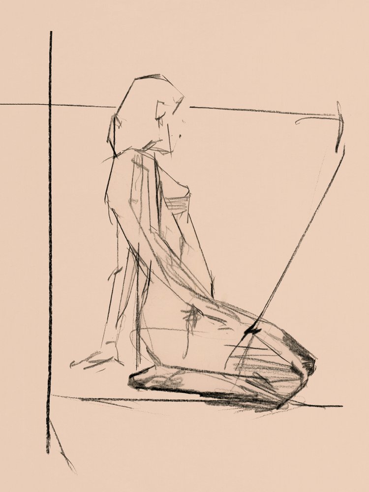 Boceto de un desnudo reflexivo de cartissi