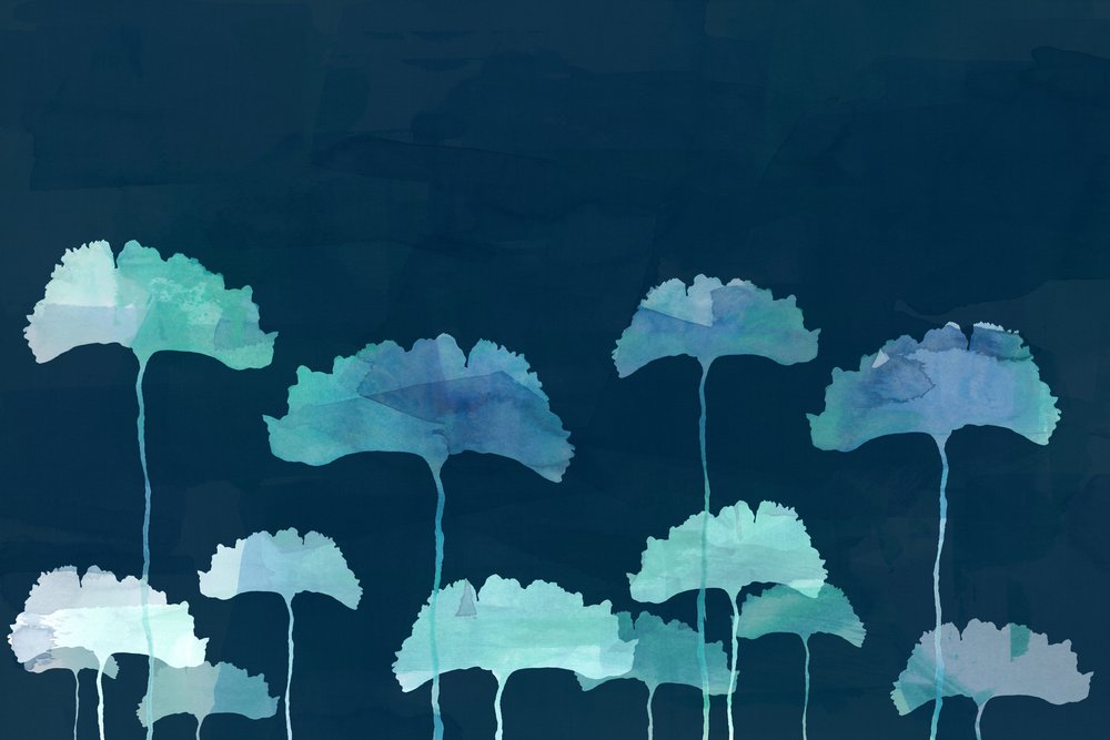 Ginkgo azul en acuarela de cartissi