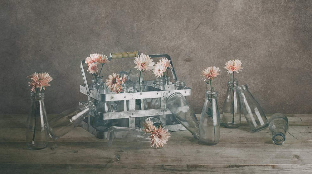 Botellas vintage con motivos florales de chenyi wang