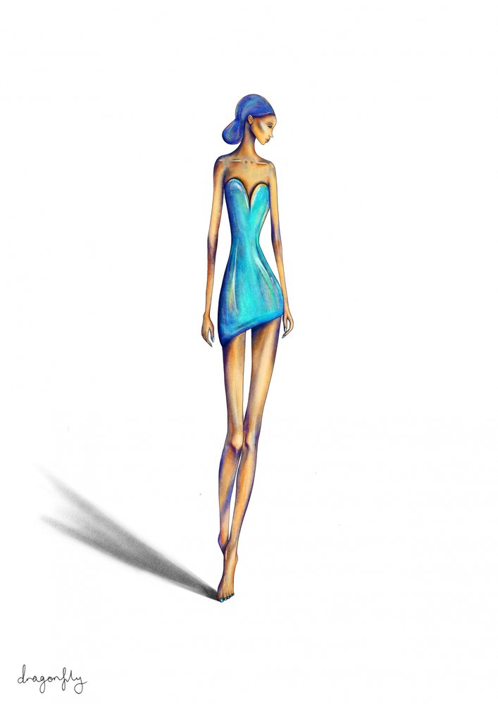 Vestido azul elegante para mujer de dragonfly