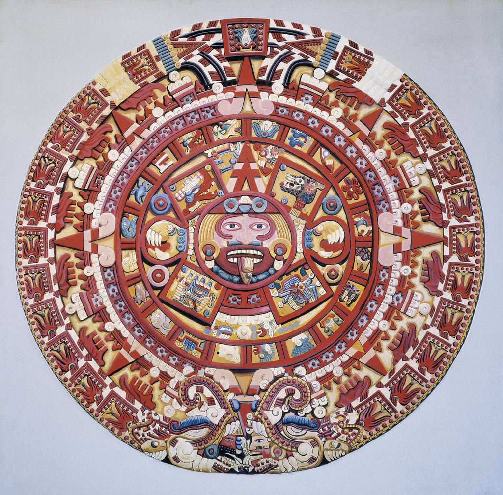 Civilización precolombina: el calendario azteca (Piedra del Sol): disco que representa el 