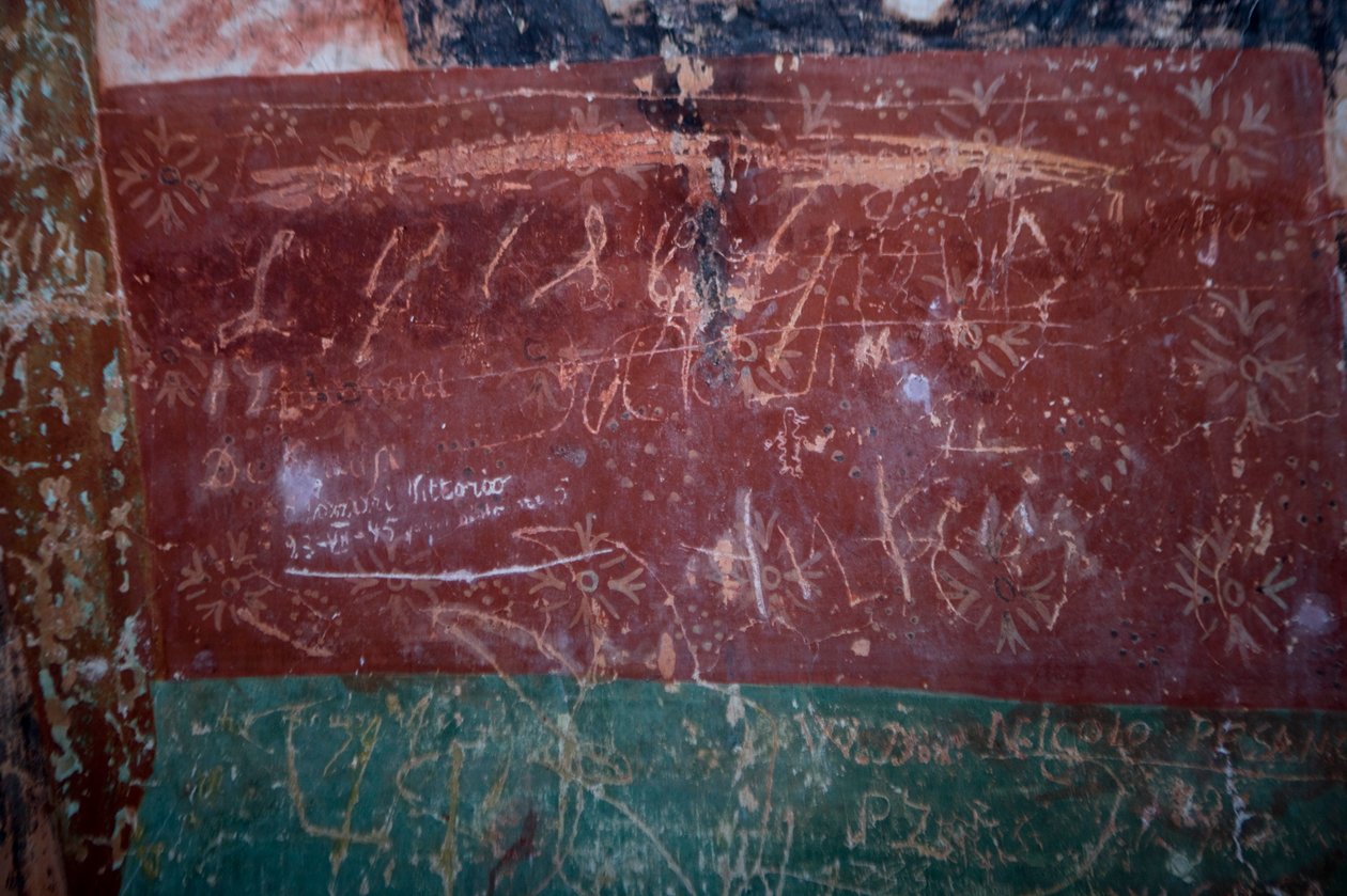 (detalle) de graffiti, Iglesia de San Rok, Draguc, Croacia de Unknown