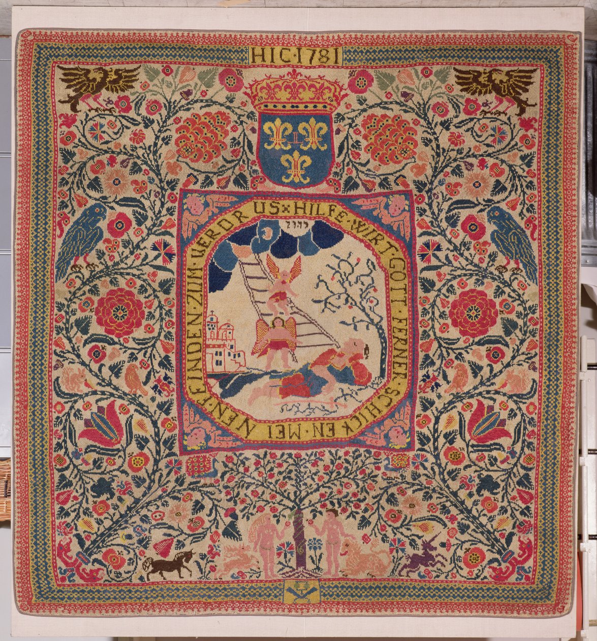 Alfombra tejida a mano que representa el sueño de Jacob, Alsacia, 1781 de Unknown