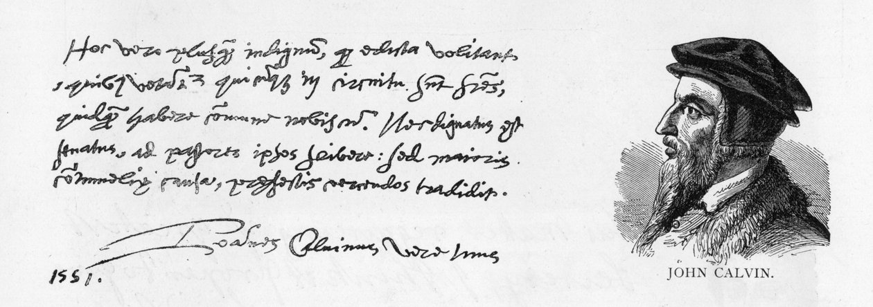 Escritura y firma de Juan Calvino, 8 de diciembre de 1551 de Unknown