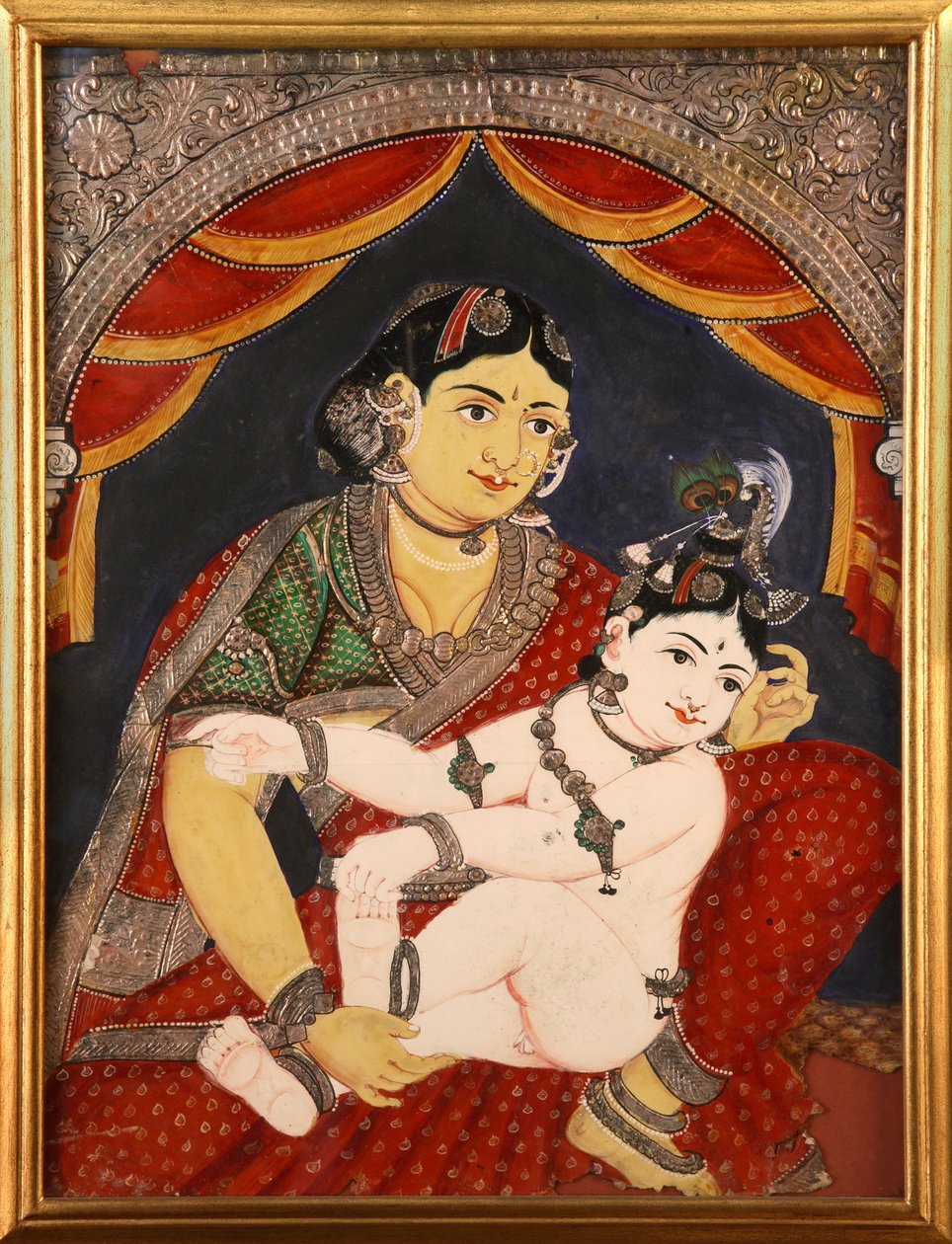 Krishna, Escuela de Pintura de Tanjavore, finales del siglo XIX, Tamil Nadu, India de Unknown