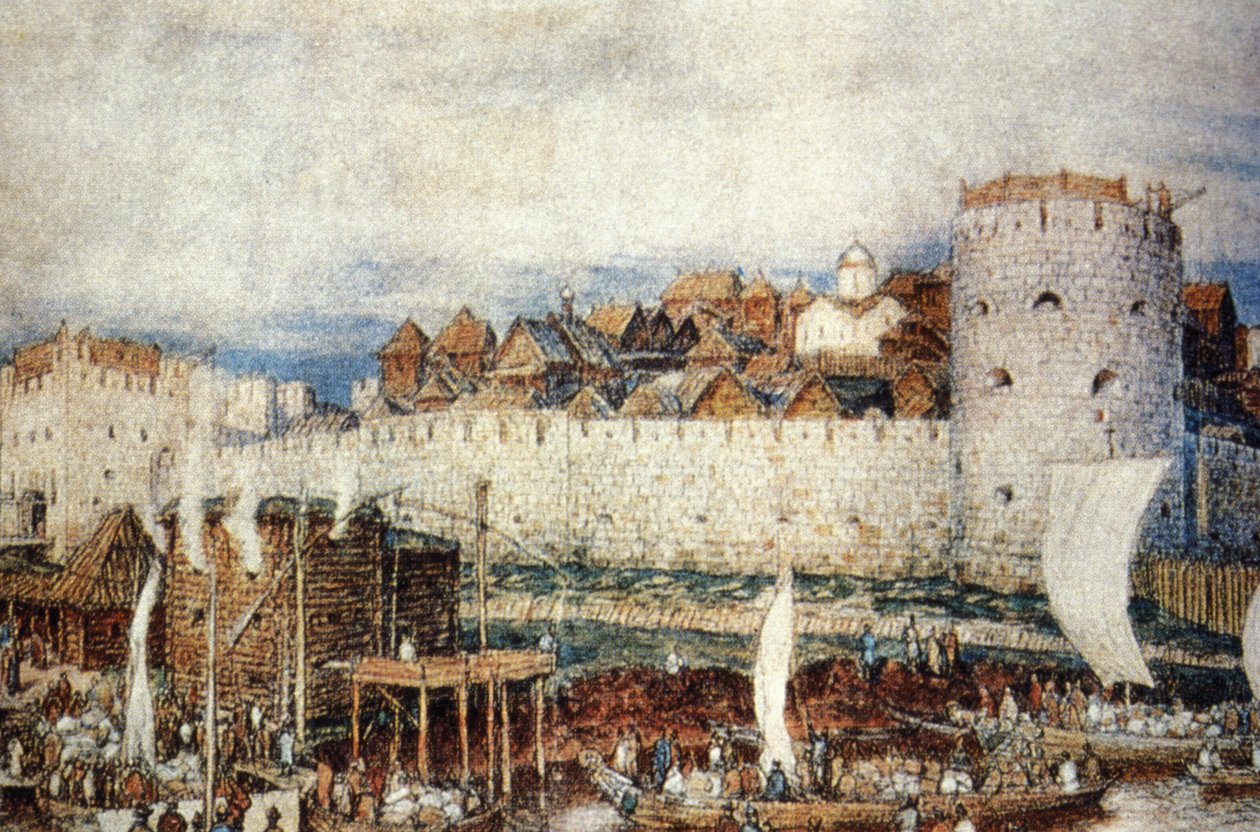 Kremlin de Moscú en el Siglo XIV, en los Días de Dmitri Donskoi de Unknown