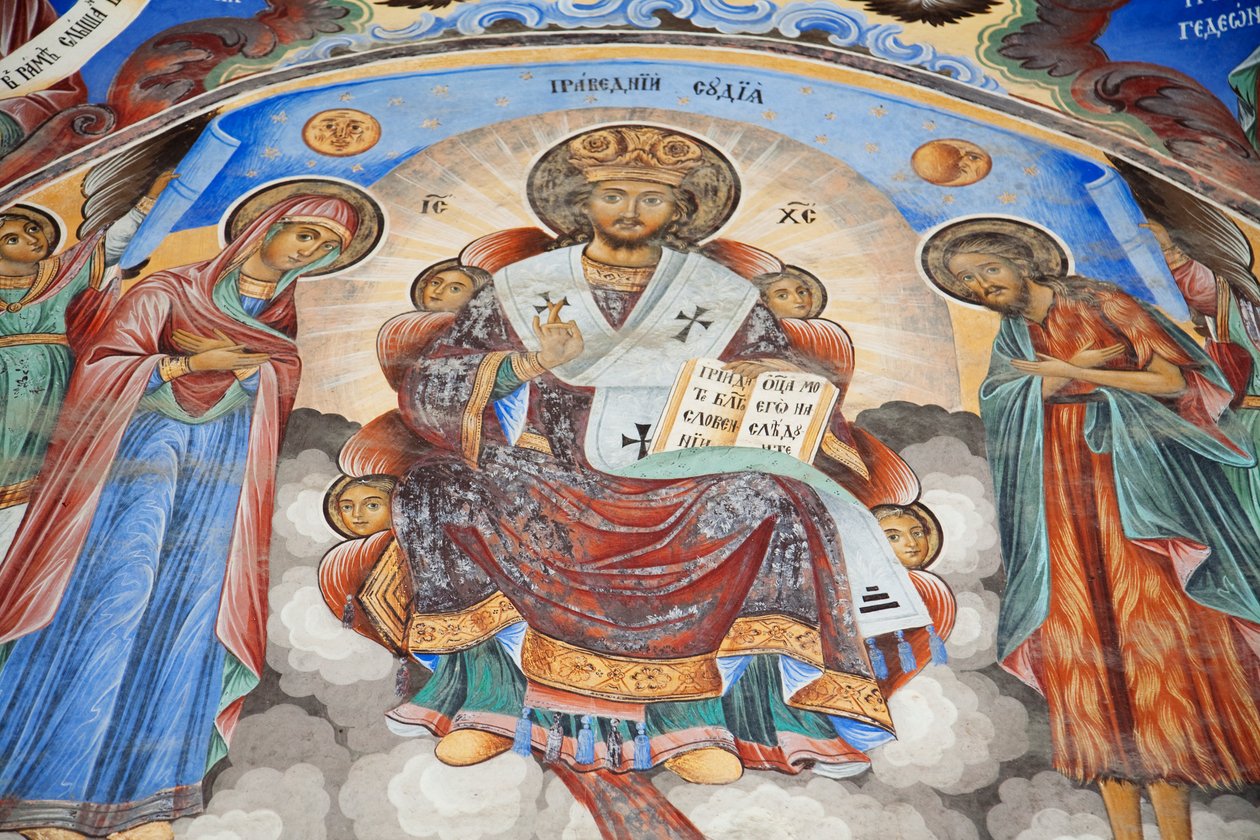 Pinturas de Zahari Zograf en las Paredes Exteriores del Monasterio de Rila de Unknown