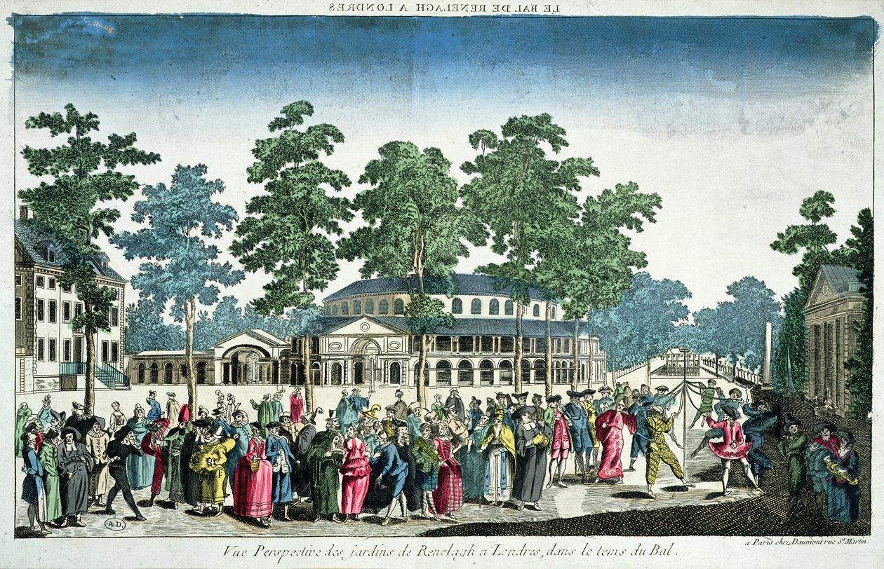 Vista de un baile para celebrar el cumpleaños de Jorge III (1738-1820) Príncipe de Gales el 24 de mayo de 1751 en la Rotonda, Casa Ranelagh, Londres de Unknown