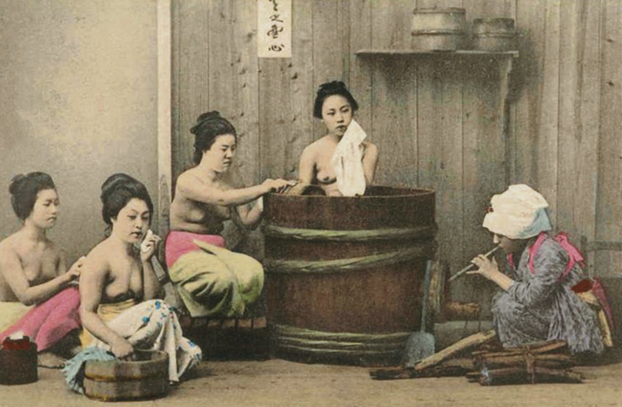 Casa de baños en Japón, c.1880 de Unknown