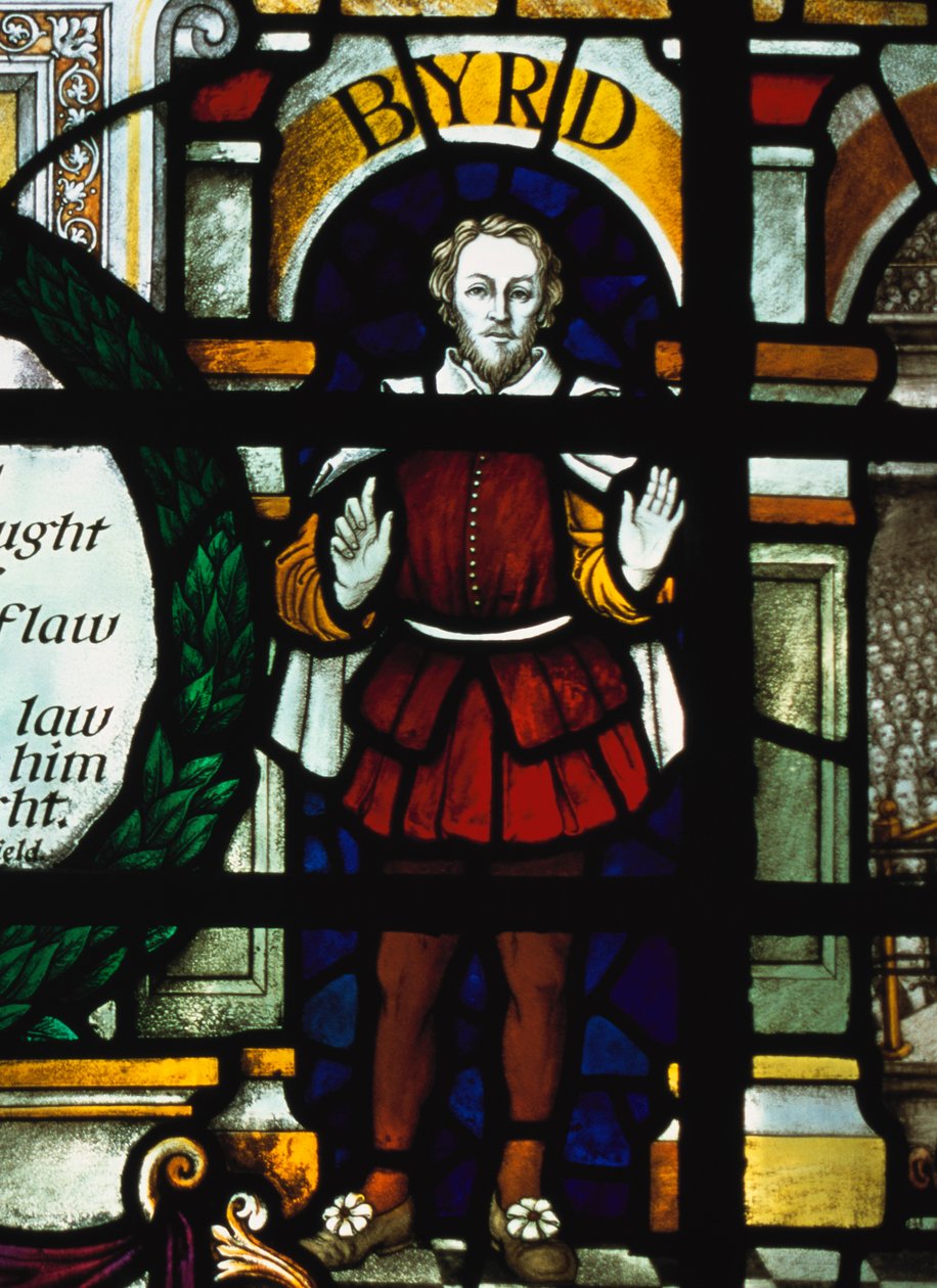 William Byrd (1543-1623) - imagen del compositor inglés en una vidriera, Iglesia de St Sepulchre, Londres de Unknown