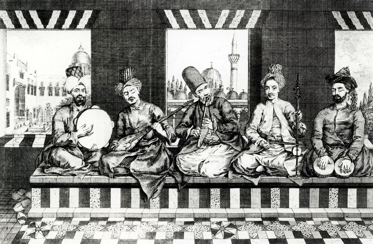 Un grupo de músicos orientales de English School