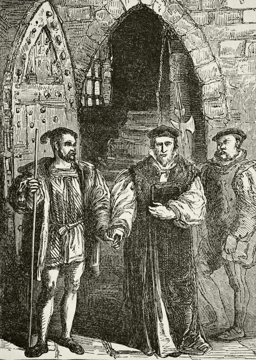 El cardenal John Fisher saliendo de la Torre de la Campana camino a su ejecución, de 