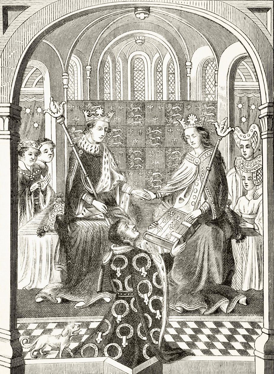 El rey Enrique VI de Inglaterra y su reina consorte, Margarita de Anjou en su corte, de 
