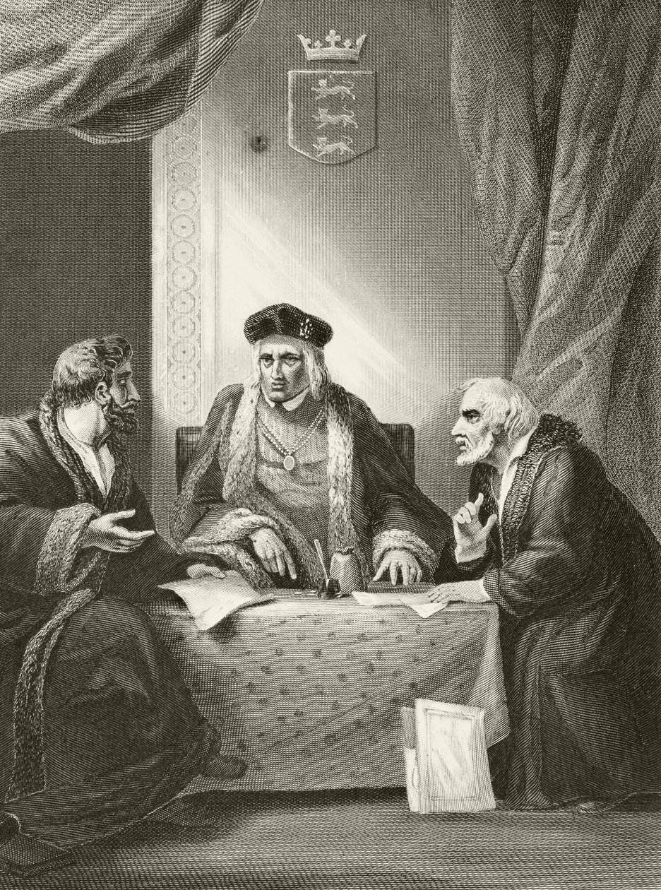 Rey Enrique VII de Inglaterra con Sir Richard Empson y Edmund Dudley, de 