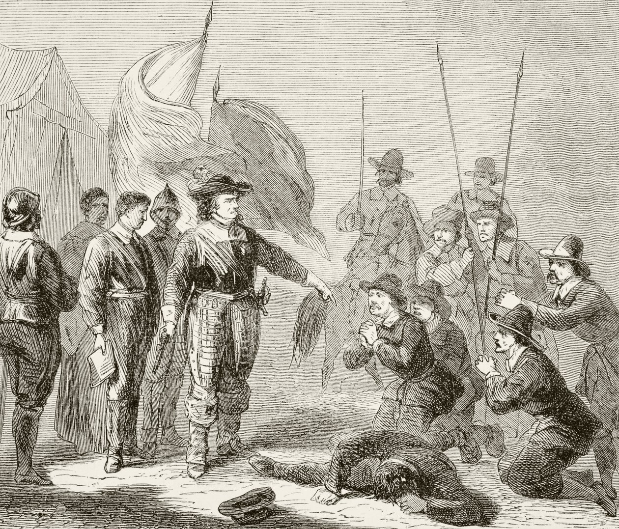 Oliver Cromwell suprimiendo un motín de los Niveladores en el ejército, 1649, de 
