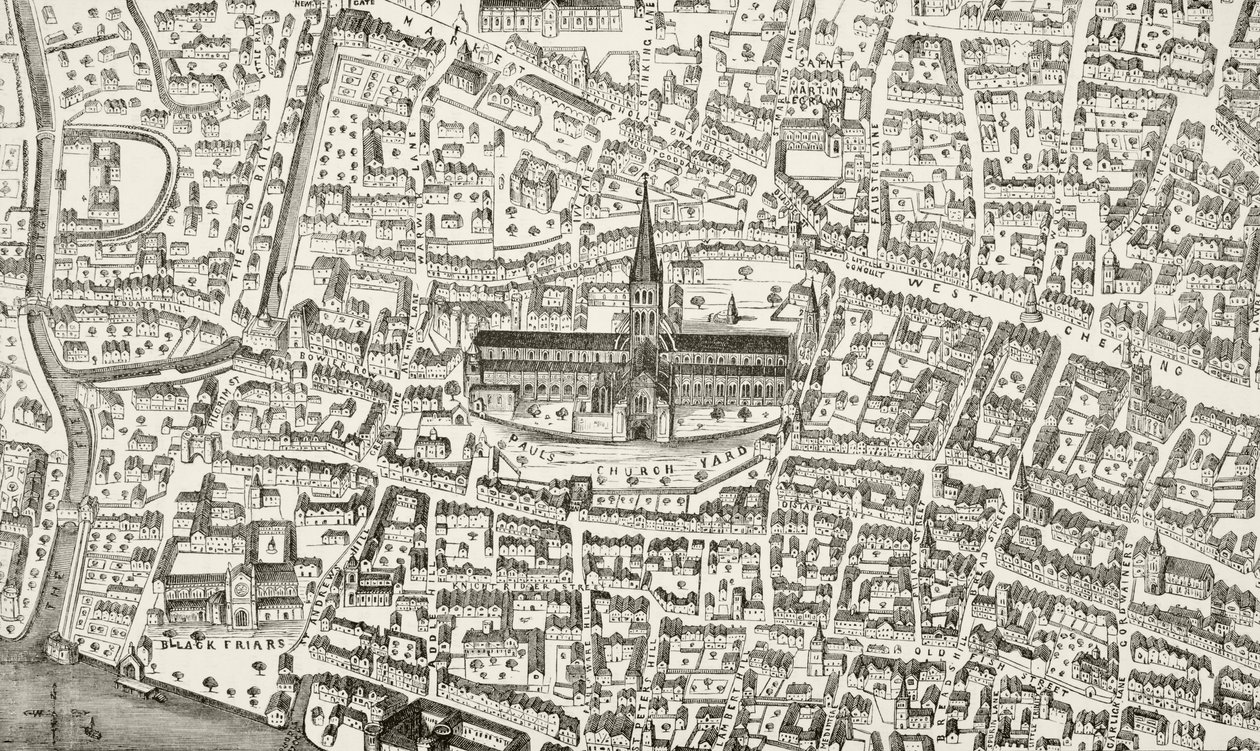 La Catedral de San Pablo y sus alrededores en la época de Enrique VIII, de 