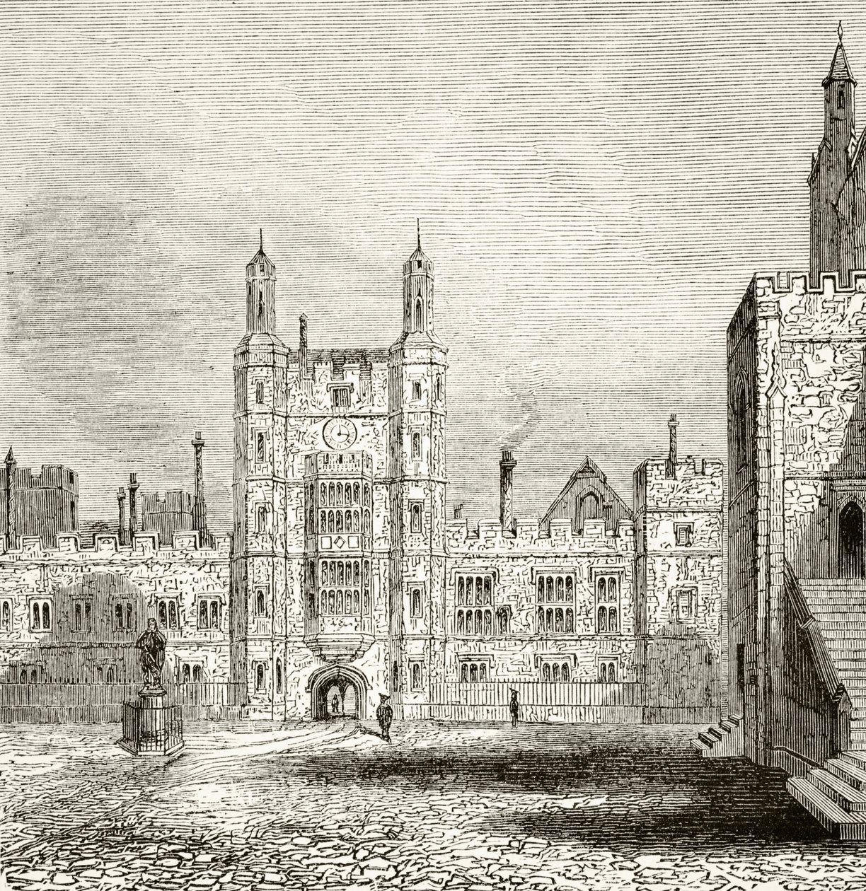 El patio de la escuela en Eton College, Berkshire, en el siglo XIX, de 