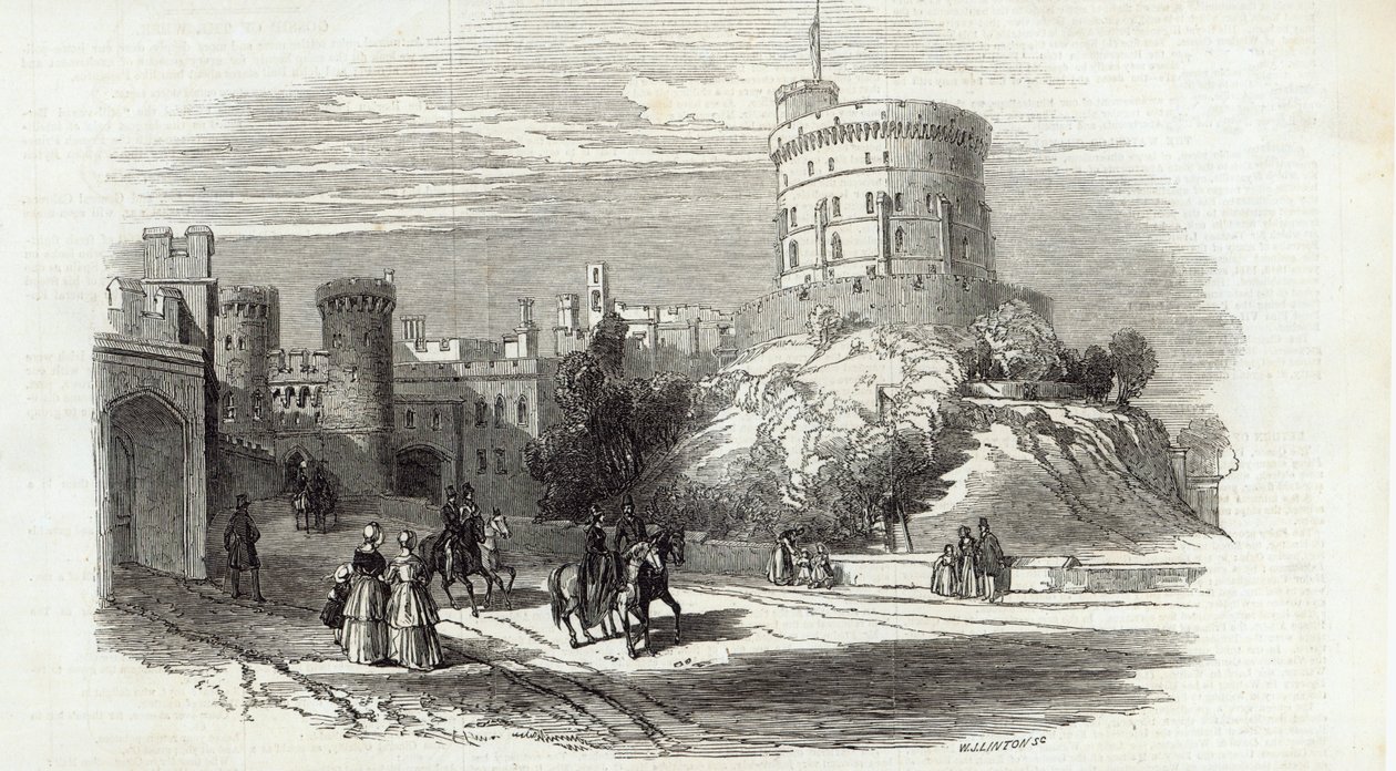 Castillo de Windsor - la Torre Redonda, de The Illustrated London News, 26 de septiembre de 1846 (grabado) de English School