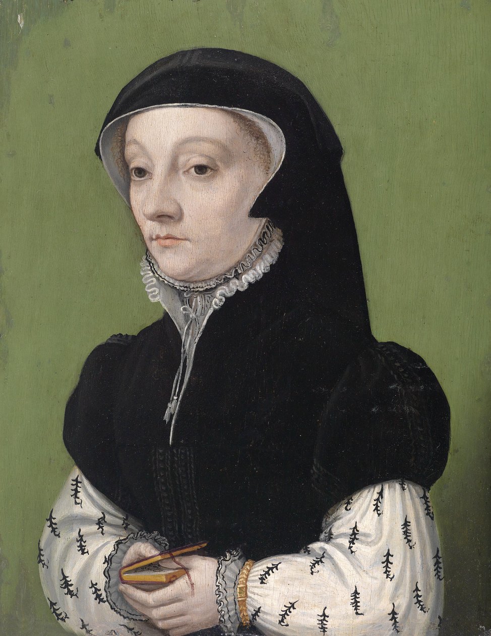 Retrato de una mujer sosteniendo un libro de Anonymous