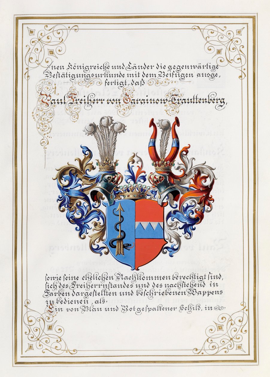 Escudo de Trauttenberg, de un diploma de nobleza de Anonymous