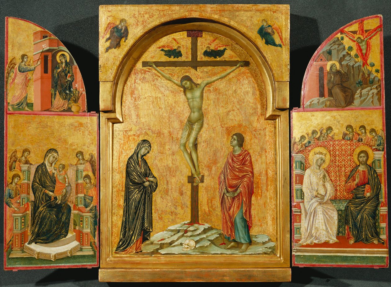 Tríptico: Crucifixión y otras escenas de Duccio di Buoninsegna