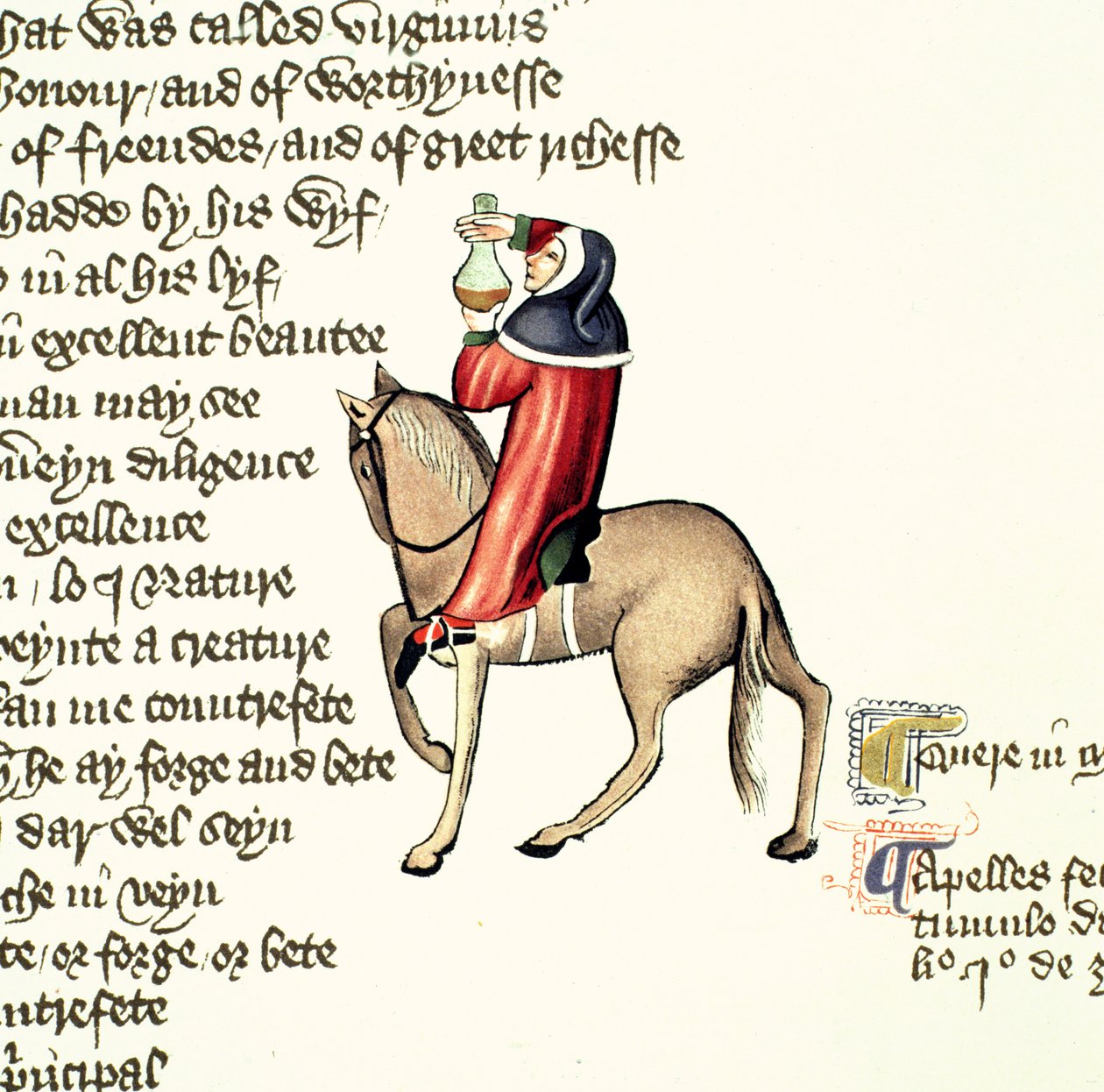 El médico (detalle) de Los cuentos de Canterbury, por Geoffrey Chaucer (c.1342-1400) Manuscrito de Ellesmere, edición facsímil, 1911 de English School