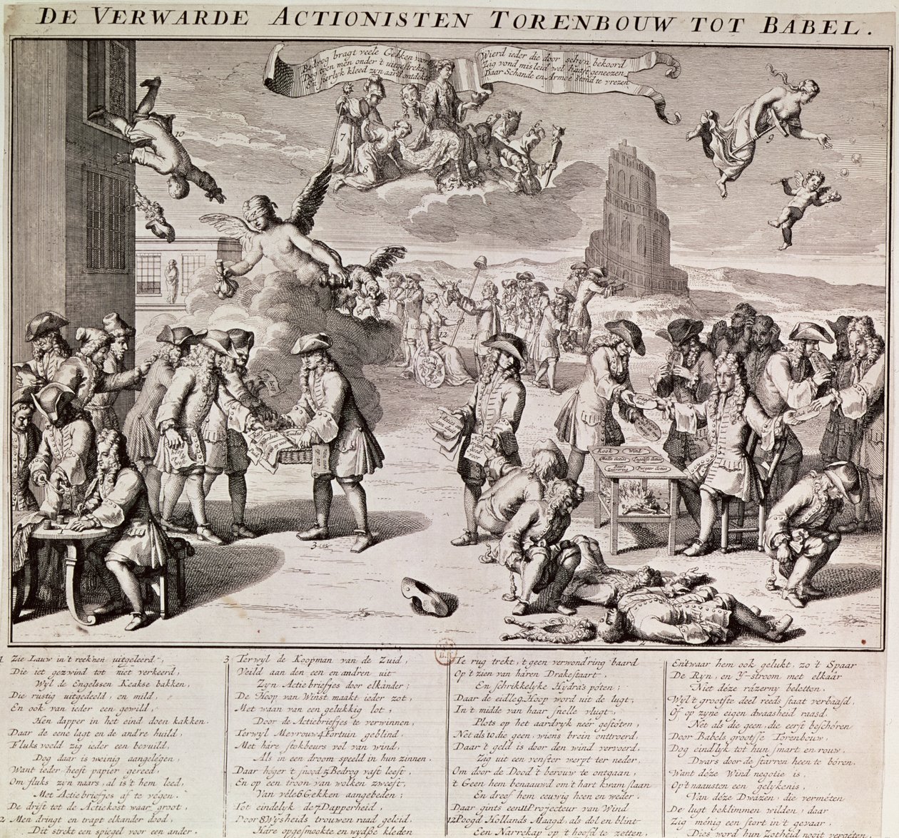 Caricatura satírica del desastroso experimento con papel moneda por el escocés John Law durante su tiempo como controlador general de las finanzas francesas entre enero y mayo de 1720 de Flemish School