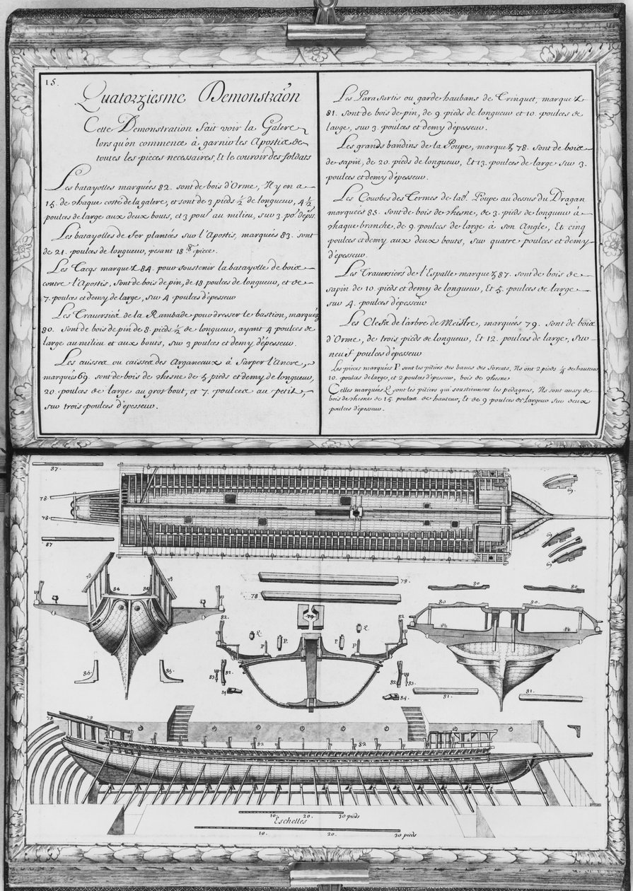Construcción de una galera, demostración catorce, placa 15, ilustración de 