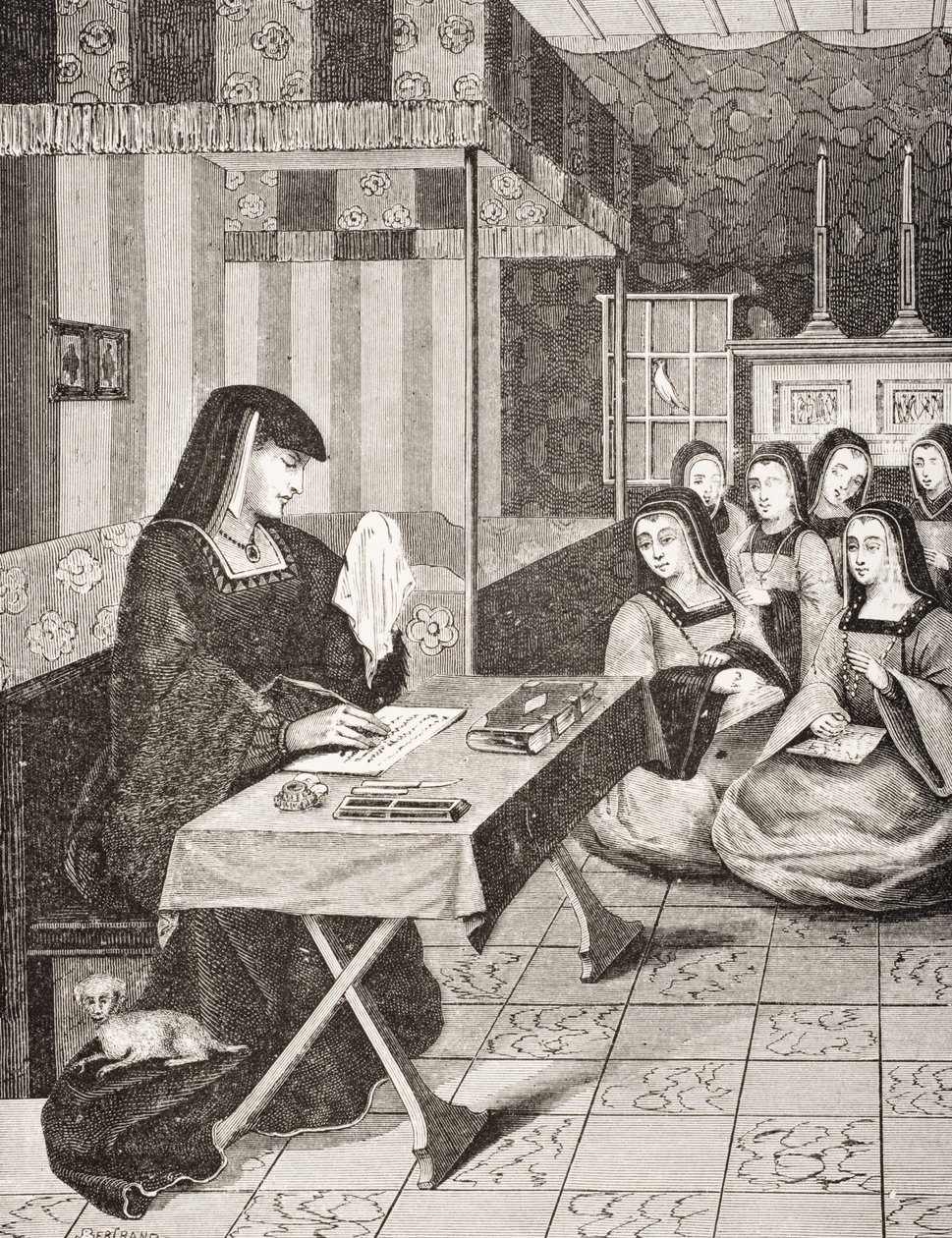 Corte de las damas de la Reina Ana de Bretaña (1477-1514), según una miniatura del siglo XVI de 