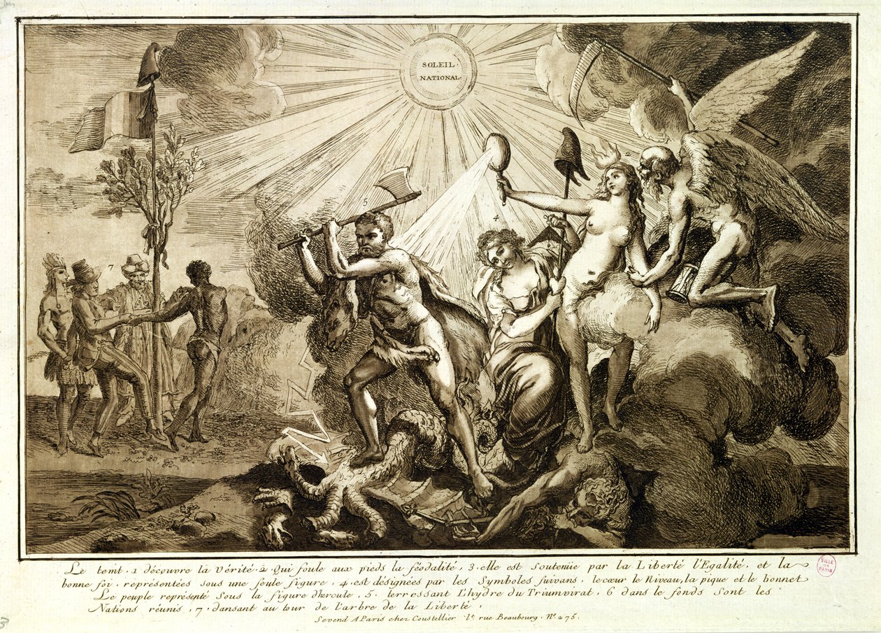El Padre Tiempo descubre la Verdad pisoteando el Feudalismo, c.1792-93 de French School