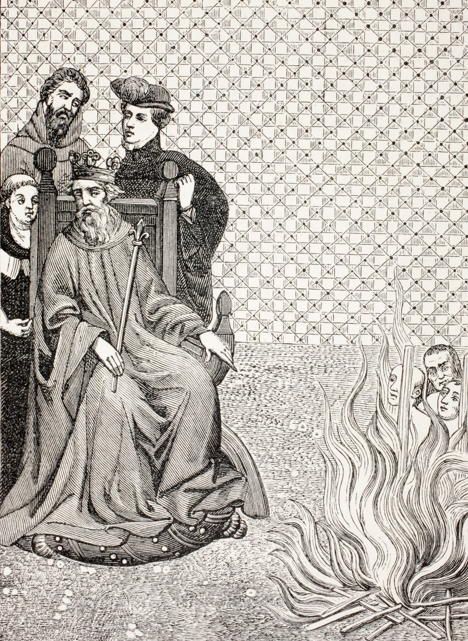 Seguidores de Amalric de Bena son quemados ante las puertas de París por orden del rey Felipe II Augusto, c.1208, de 
