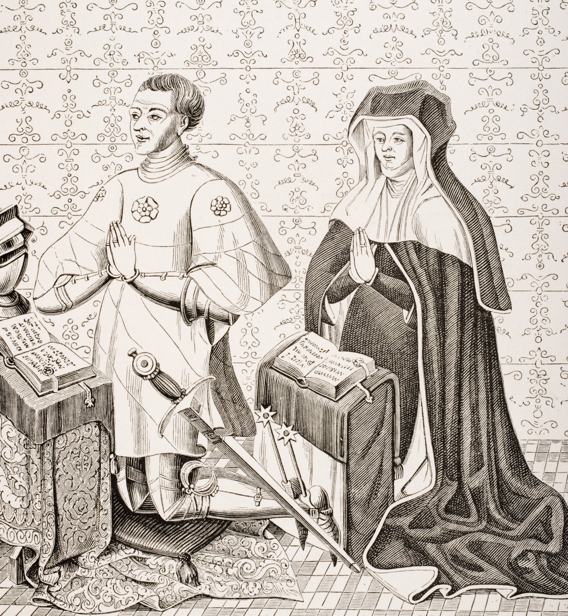 Jean Jouvenel des Ursins y su esposa, Michelle de Vitry, después de un fragmento de una pintura que estuvo en la Capilla de Ursins, de 