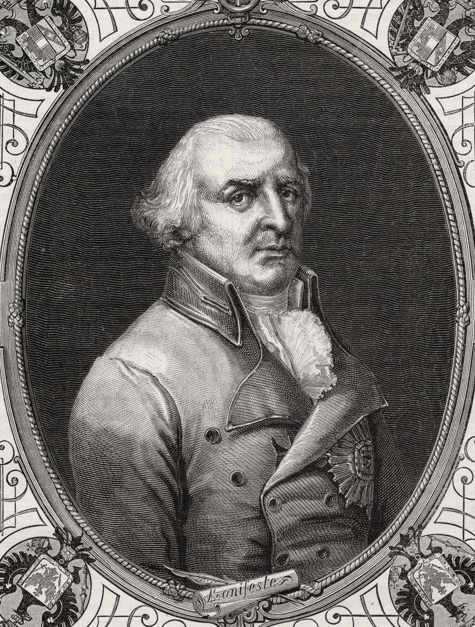 Karl Wilhelm Ferdinand, Duque de Brunswick-Lüneburg, grabado por Stephane Pannemaker después de Rambert, de 