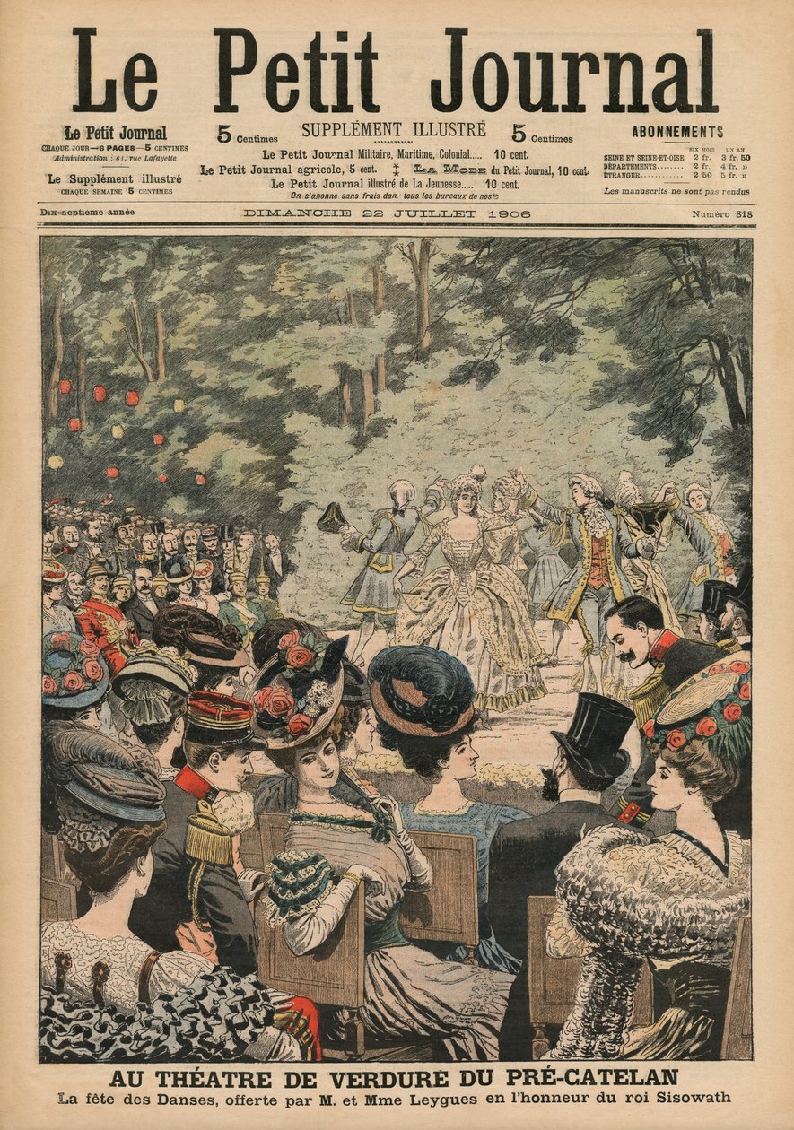 Teatro al aire libre en el Pre-Catelan, Festival de Danza presentado por Georges Leygues en honor a Sisowath, Rey de Camboya, portada de 