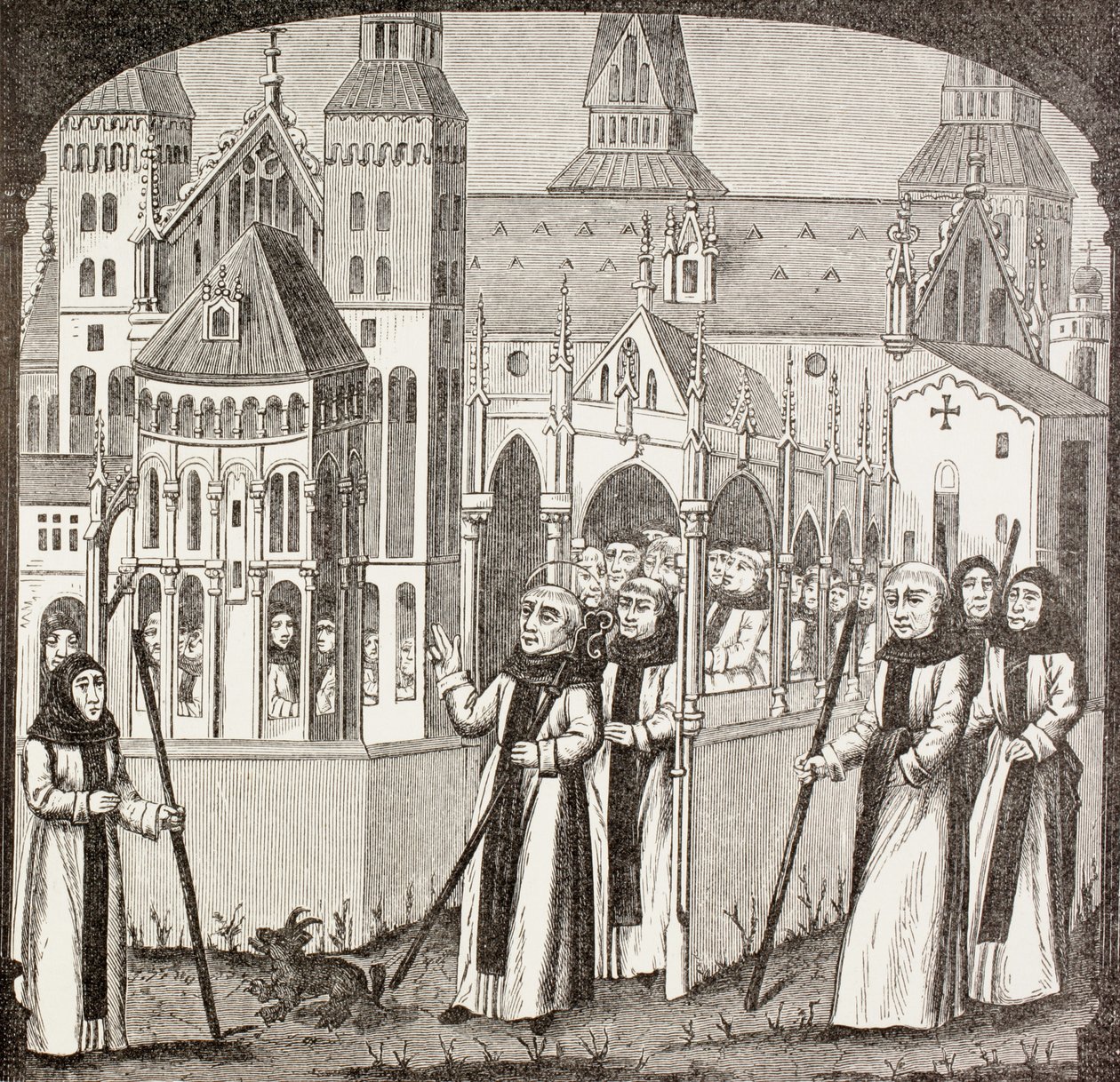 San Bernardo de Claraval y los monjes cistercienses tomando posesión de la Abadía de Claraval, de 