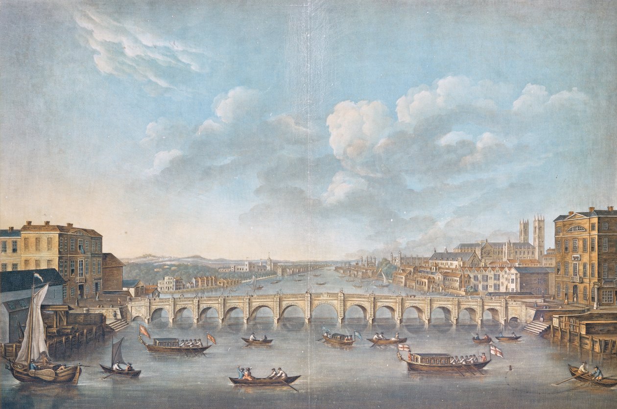 Vista del Puente de Westminster, grabado por Pierre Michel Alix, 1799 de French School
