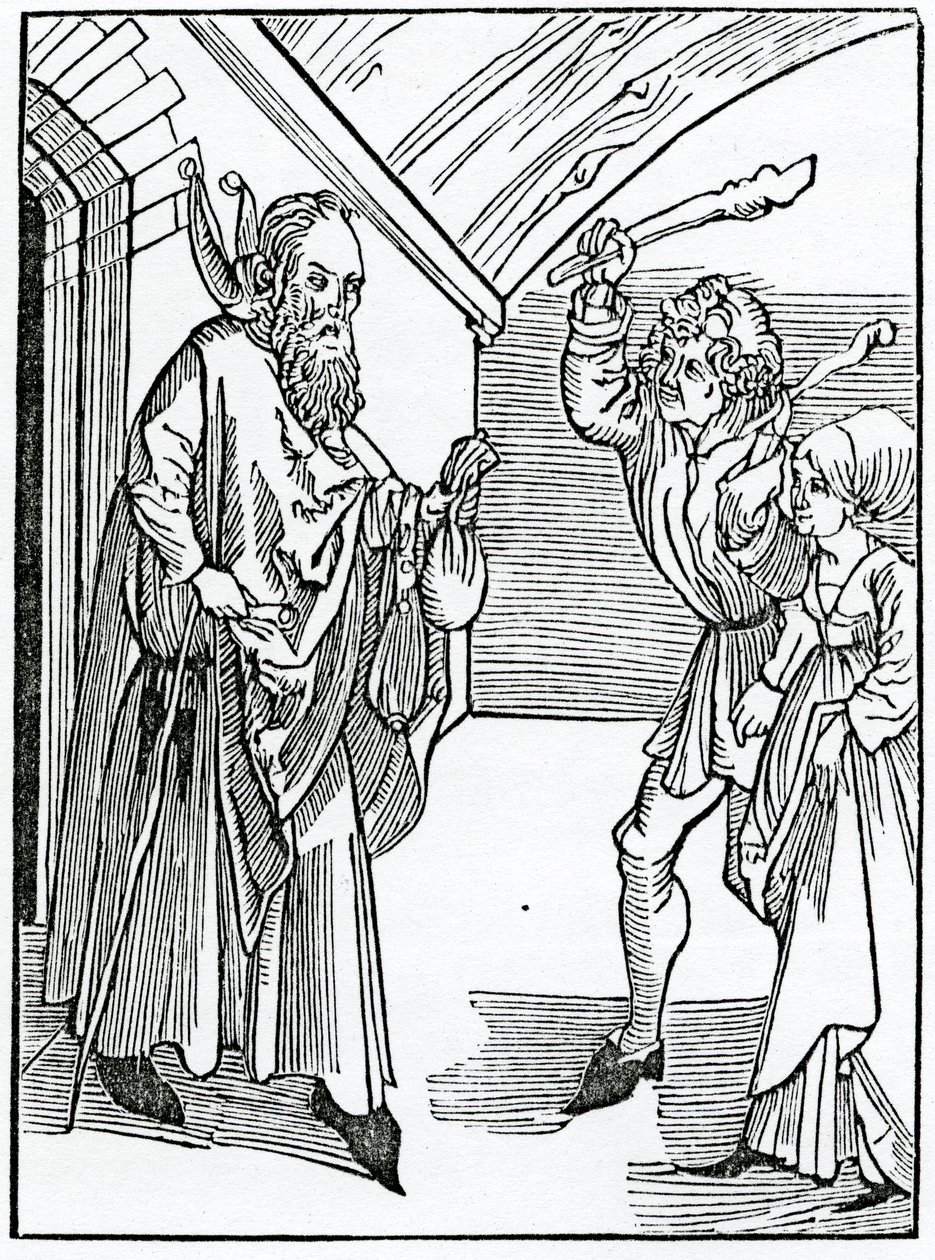 De los niños necios que no adoran a su padre y madre, ilustración de la traducción al inglés de Alexander Barclay de 